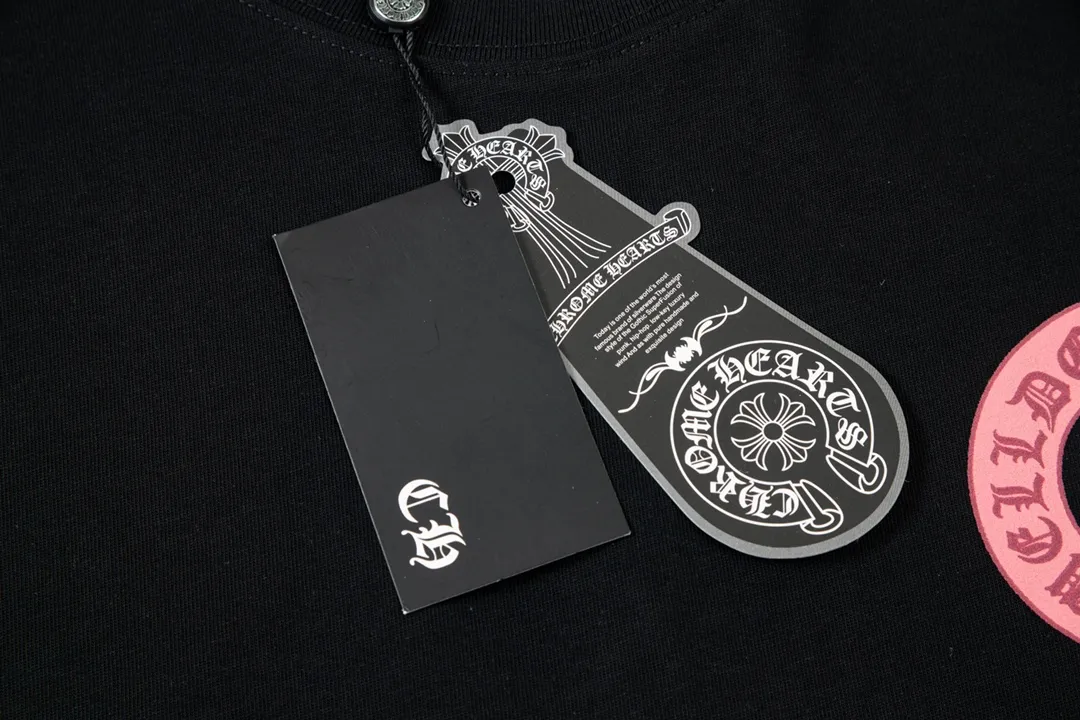 Chrome Hearts/ Pink Logo Same Style T Versatile : Black Size：XS~L